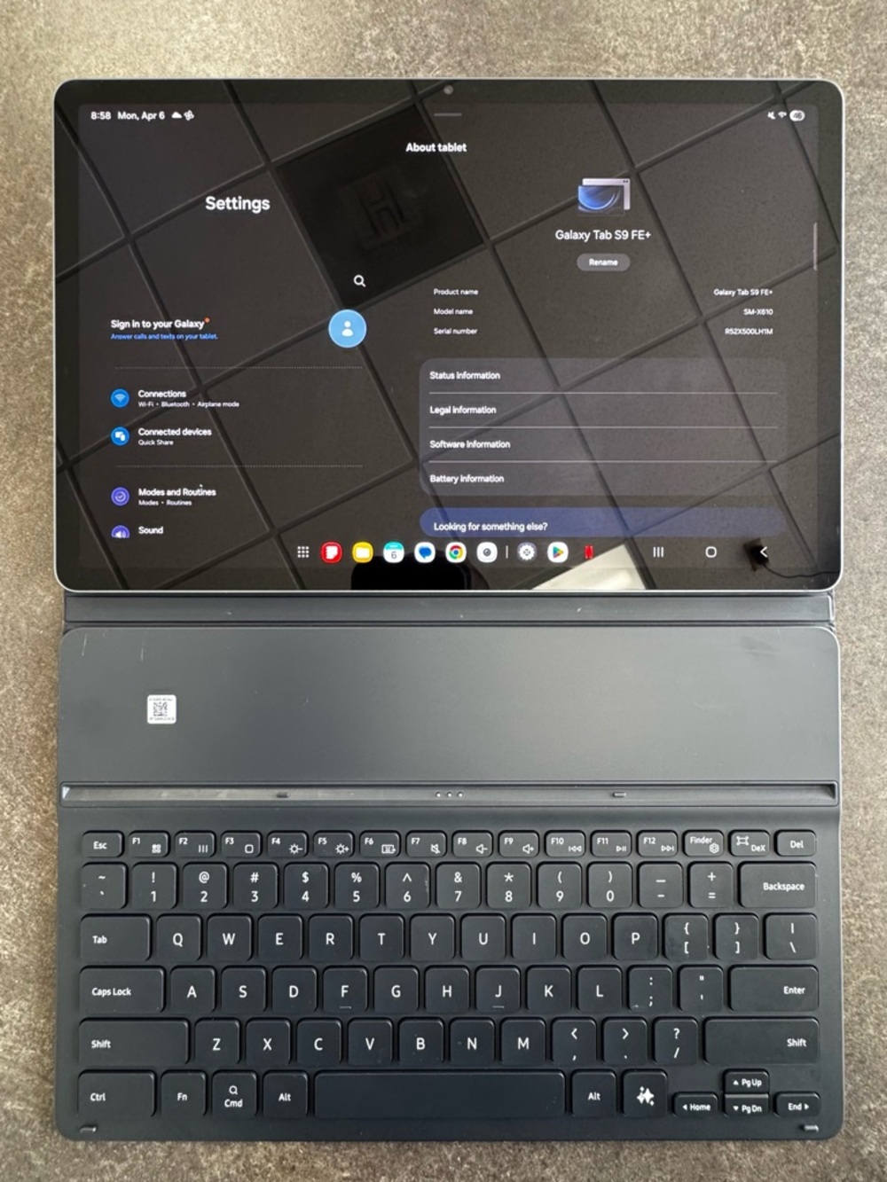 Samsung Tablet with Magnetic Keyboard Cover in Dark Gray
